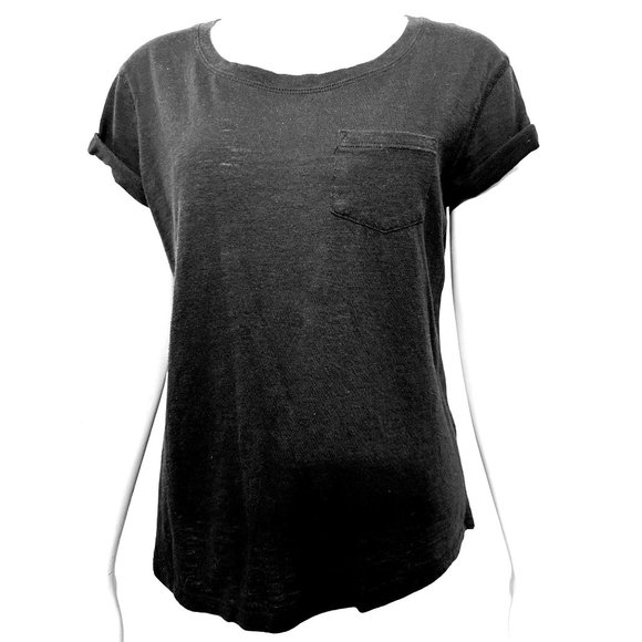 A.N.A. A New Approach Sheer Black Cotton Polyester Cuffed Sleeve Tee Size PS - Picture 1 of 8
